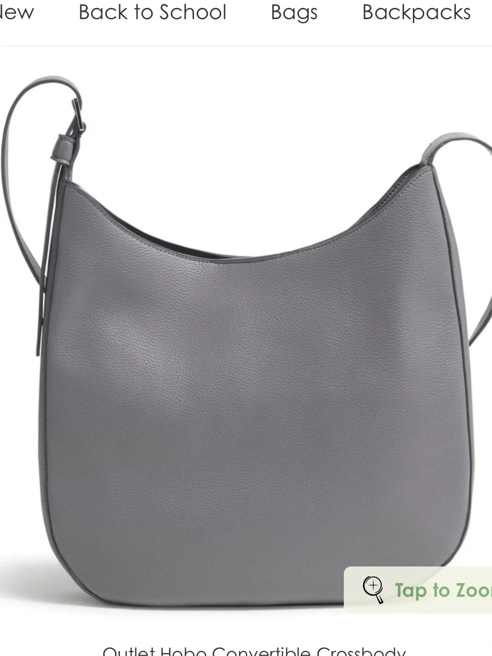 Vera Bradley Outlet Convertible Hobo Crossbody Bag faux leather Gray NWT